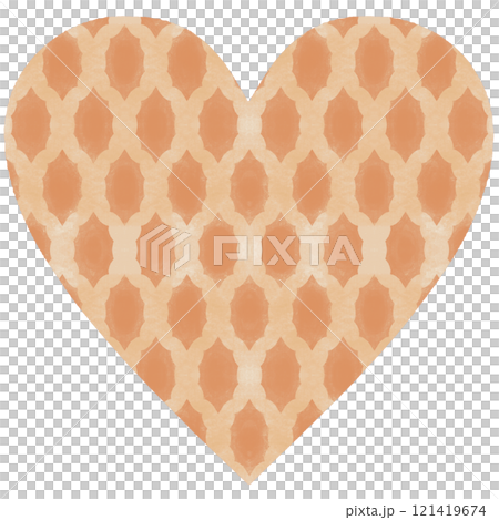 Heart mark with pale orange pattern of Japanese-style leaves Heart mark with pale orange pattern of Japanese-style leaves 121419674