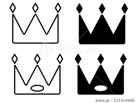 黒のシンプルな王冠アイコンセット 121419806