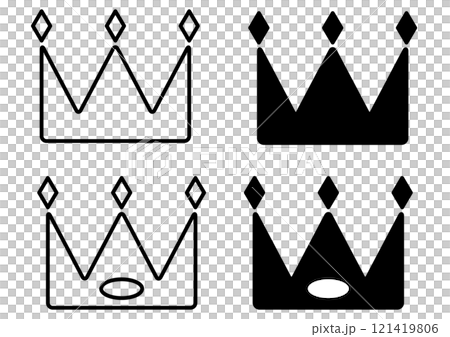 黒のシンプルな王冠アイコンセット 121419806