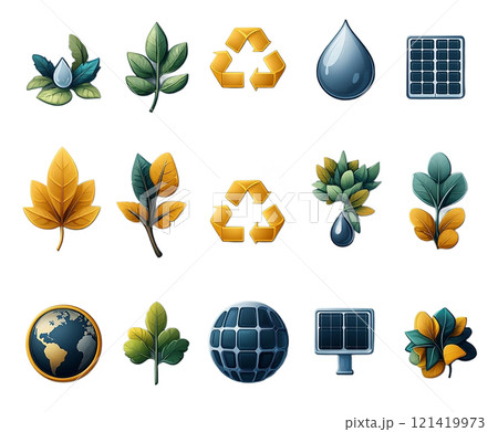 シンプルな地球と環境アイコンセット シンプルな地球と環境アイコンセット 121419973