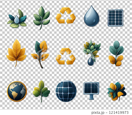 シンプルな地球と環境アイコンセット シンプルな地球と環境アイコンセット 121419973