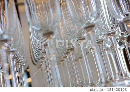 Close-up view of elegant wine glasses 121420198