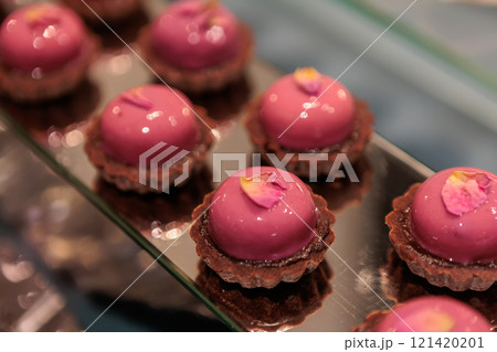 Elegant mousse cakes with a creamy filling Elegant mousse cakes with a creamy filling 121420201