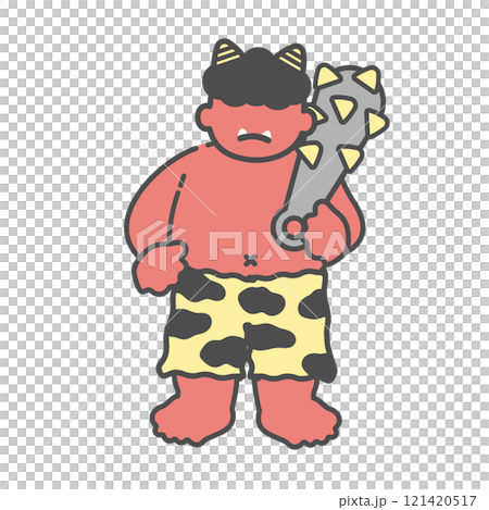 金棒を持つ赤鬼　イラスト 121420517