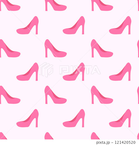 Seamless Pattern with pink heel shoes. Vector flat illustration. Seamless Pattern with pink heel shoes. Vector flat illustration. 121420520