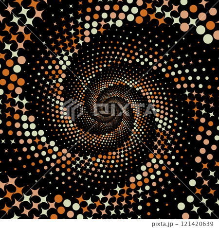 放射状の螺旋 背景画像 ブラック・オレンジ 放射状の螺旋 背景画像 ブラック・オレンジ 121420639