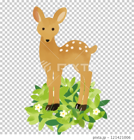 植物和鹿插畫素材 121421006