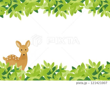 植物と鹿の背景　イラスト 121421007