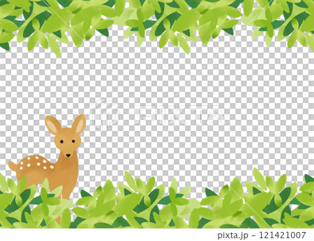 植物と鹿の背景　イラスト 121421007