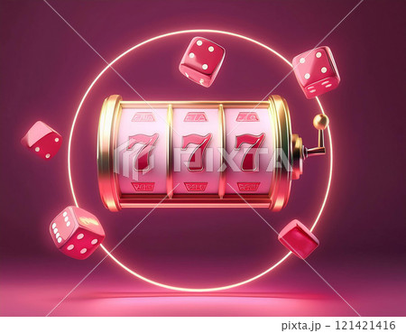 Slot machine wins the jackpot. 777 Big win concept. Online Casino jackpot. AI Generated. 121421416