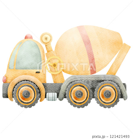 cement mixer truck watercolor 121421493
