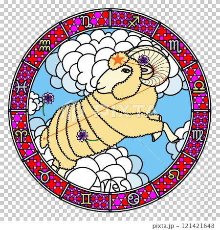 12星座_牡羊座_ステンドグラス風 12星座_牡羊座_ステンドグラス風 121421648