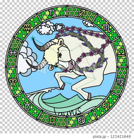12星座_牡牛座_ステンドグラス風 12星座_牡牛座_ステンドグラス風 121421649