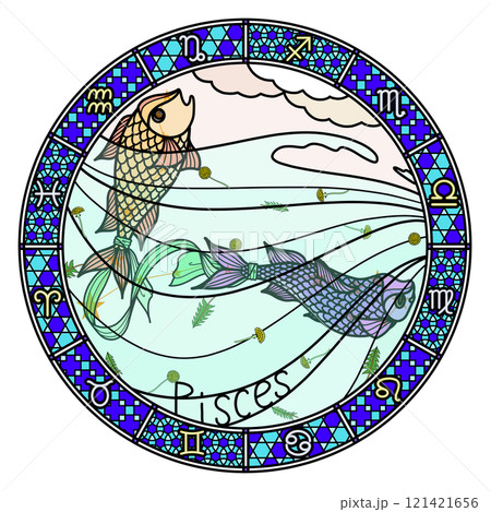 12星座_魚座_ステンドグラス風 121421656