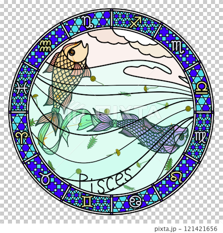 12星座_魚座_ステンドグラス風 121421656