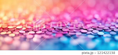 Colorful glitter background with sparkling bokeh effect, creating vibrant and festive atmosphere. Perfect for celebrations and creative projects 121422138