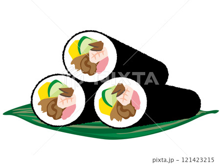 節分に食べる恵方巻のベクターイラスト 節分に食べる恵方巻のベクターイラスト 121423215