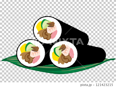 節分に食べる恵方巻のベクターイラスト 節分に食べる恵方巻のベクターイラスト 121423215