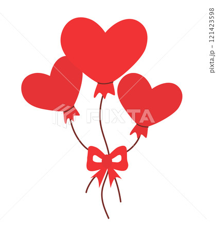 Red bunch Balloons in form shape heart with tie bow. Valentine Day. Vector flat illustration. Red bunch Balloons in form shape heart with tie bow. Valentine Day. Vector flat illustration. 121423598