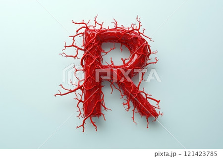 A red letter R made of red wires 121423785