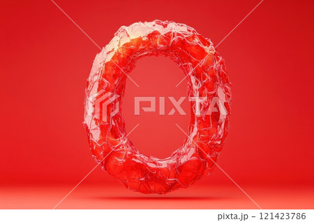 A red letter O made of fruit juice 121423786