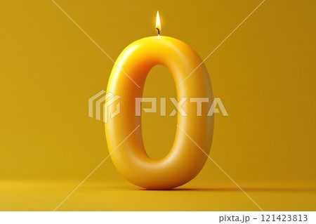 A yellow o with a candle inside of it 121423813