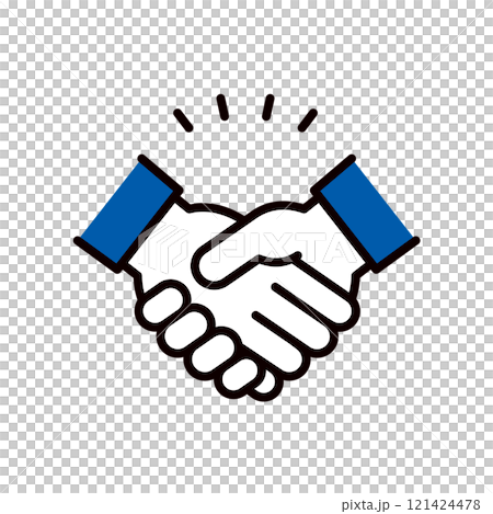 Illustration of hands shaking _ editable line icon _ shirt 121424478