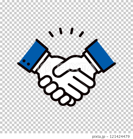 Illustration of hands shaking _ editable line icon _ suit 121424479