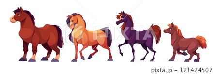 Cartoon horse characters set Cartoon horse characters set 121424507