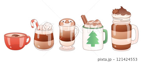 Hot chocolate set in cup and glass 121424553