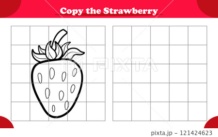 Copy the picture activity game for kids featuring strawberry fruit 121424623