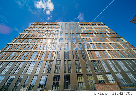 Facade of a modern residential building, building texture Facade of a modern residential building, building texture 121424700