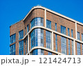 Facade of a modern residential building, building texture 121424713