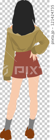 後ろ姿の女性のイラスト 121424735