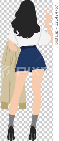 後ろ姿の女性のイラスト 121424767