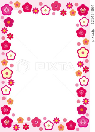 梅の花　フレーム　ホワイトスペース 121424864
