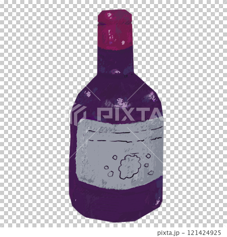 A bottle of red wine with a label A bottle of red wine with a label 121424925