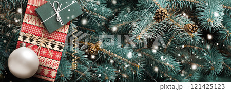 Merry Christmas and New Year banner or background 121425123