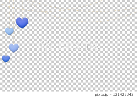 A three-dimensional blue wooden heart ornament hanging on a chain is in the background on the left 121425342