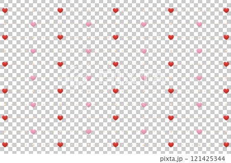 Dotted background with wooden red and pink hearts 121425344