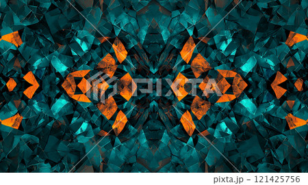 A mesmerizing teal psychedelic texture adorned with dark prismatic blue accents, creating an intense and visually captivating effect. Generative AI 121425756