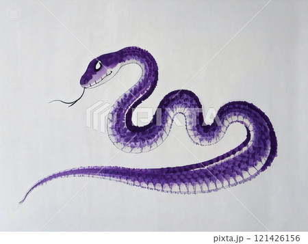 An oriental painting of a blue snake, an animal symbolizing the year 2025 in the East An oriental painting of a blue snake, an animal symbolizing the year 2025 in the East 121426156