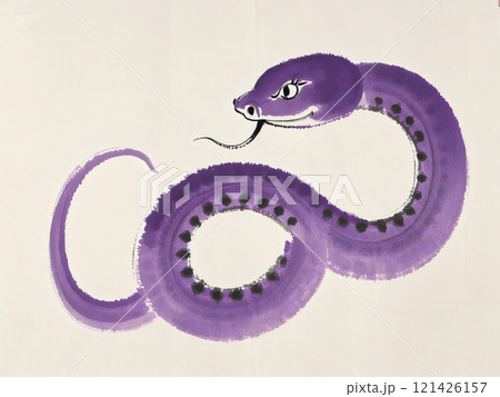 An oriental painting of a blue snake, an animal symbolizing the year 2025 in the East An oriental painting of a blue snake, an animal symbolizing the year 2025 in the East 121426157