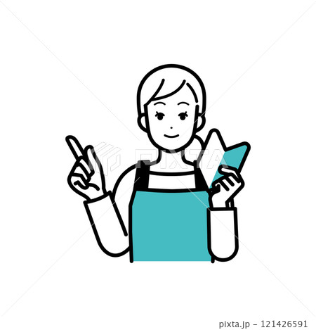 若葉マークを持つ主婦のイラスト 121426591