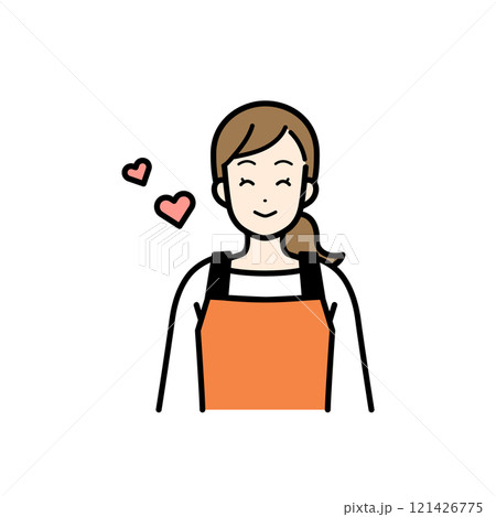 笑顔の主婦のイラスト　ハート 121426775