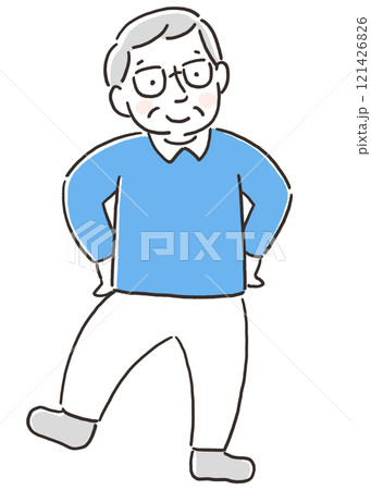 ウォーキングをするシニア男性のイラスト 121426826