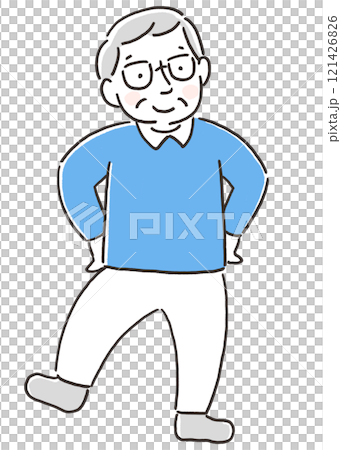 ウォーキングをするシニア男性のイラスト 121426826