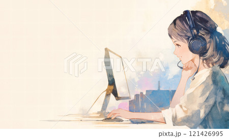 コールセンターのオペレーターの女性 121426995