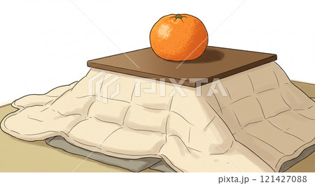 こたつの上にあるみかんのイラストのイラスト素材 [121427088] - PIXTA