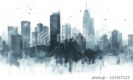 都市景観のイラスト背景素材 121427123